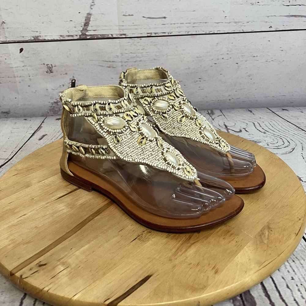 Cocobelle Sandals Womens 37/6 Sea Shells Back Zip‎ Beachy Coastal